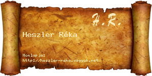 Heszler Réka névjegykártya